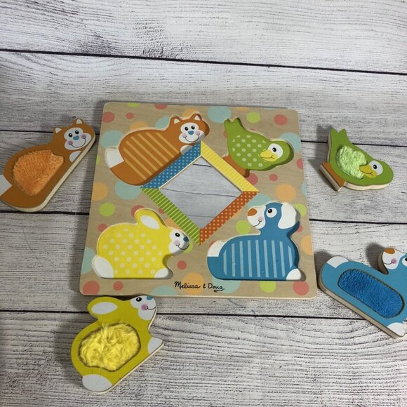 Melissa And Doug First Play Touch N Feel Puzzle Peek A Boo Pets - Picture 2 of 3
